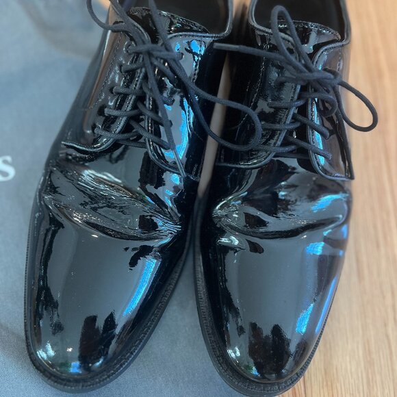 The Black Tux Men's Tuxedo Shoes Sz 10 - Genuine Leather Black Patent - Picture 2 of 3